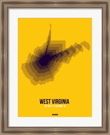 Framed West Virginia Radiant Map 3 Print