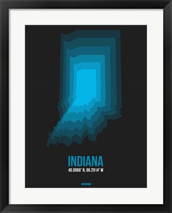 Framed Indiana Radiant Map 5 Print