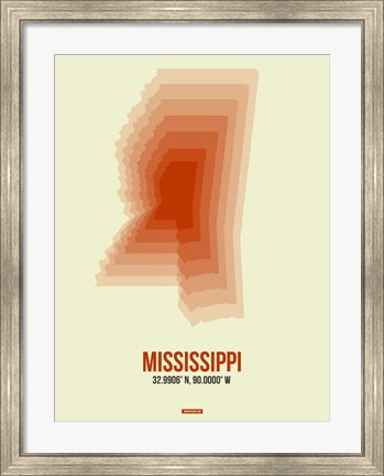 Framed Mississippi Radiant Map 1 Print