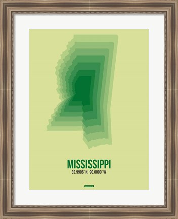 Framed Mississippi Radiant Map 3 Print