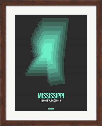 Framed Mississippi Radiant Map 4 Print