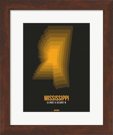 Framed Mississippi Radiant Map 5 Print