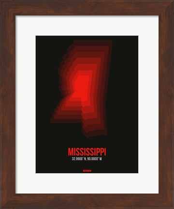 Framed Mississippi Radiant Map 6 Print