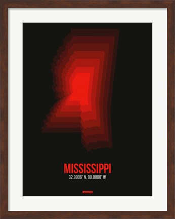 Framed Mississippi Radiant Map 6 Print