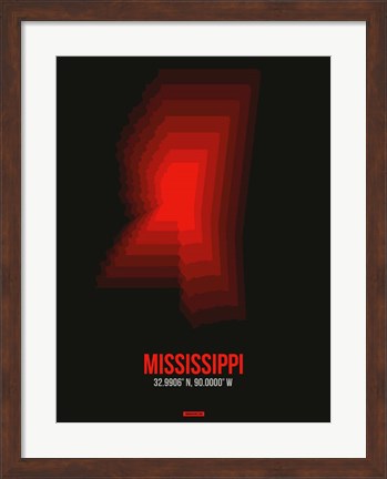 Framed Mississippi Radiant Map 6 Print