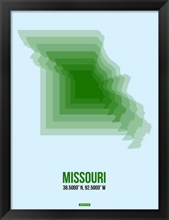 Framed Missouri Radiant Map 2 Print