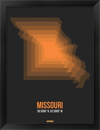 Framed Missouri Radiant Map 4 Print