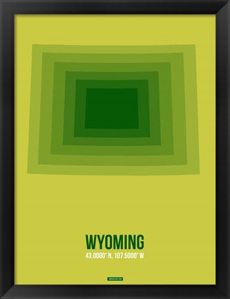 Framed Wyoming Radiant Map 2 Print