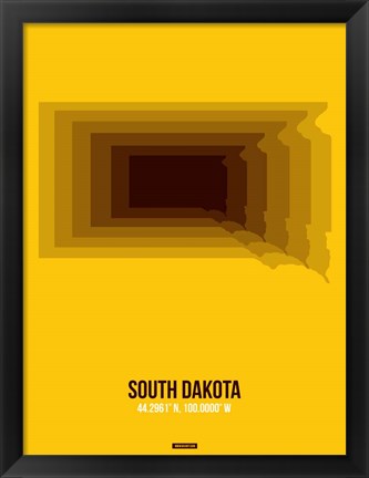 Framed South Dakota Radiant Map 3 Print