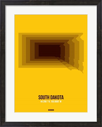 Framed South Dakota Radiant Map 3 Print