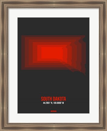 Framed South Dakota Radiant Map 4 Print