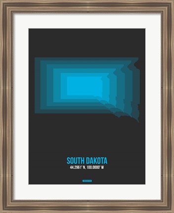 Framed South Dakota Radiant Map 5 Print