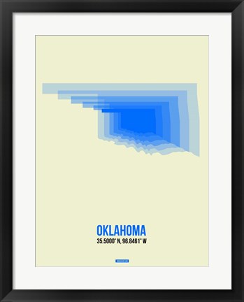 Framed Oklahoma Radiant Map 1 Print