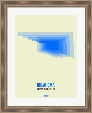 Framed Oklahoma Radiant Map 1 Print