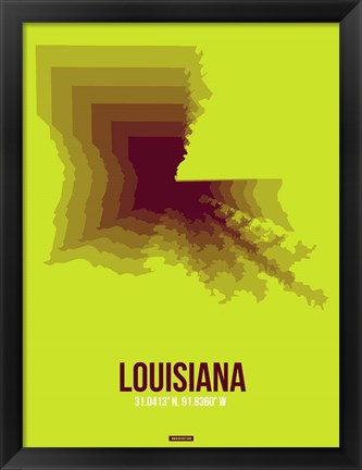 Framed Louisiana Radiant Map 3 Print