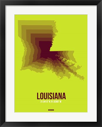 Framed Louisiana Radiant Map 3 Print