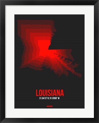 Framed Louisiana Radiant Map 4 Print