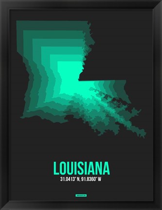 Framed Louisiana Radiant Map 6 Print