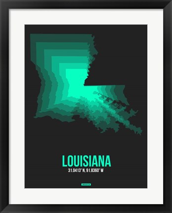 Framed Louisiana Radiant Map 6 Print