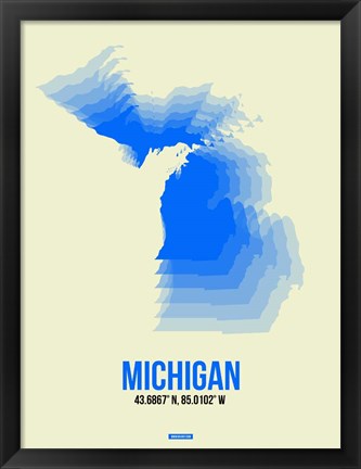 Framed Michigan Radiant Map 1 Print