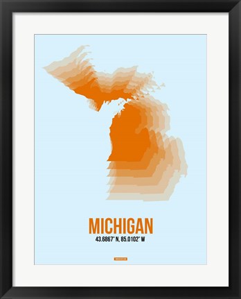 Framed Michigan Radiant Map 2 Print