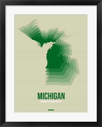 Framed Michigan Radiant Map 3 Print