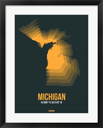 Framed Michigan Radiant Map 4 Print