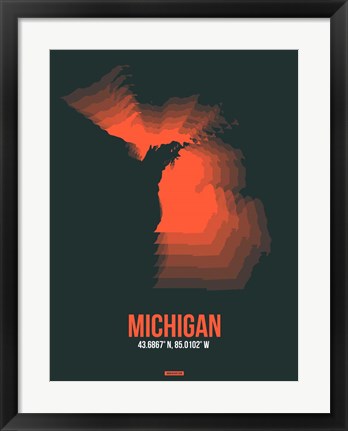 Framed Michigan Radiant Map 5 Print