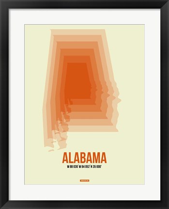 Framed Alabama Radiant Map 1 Print