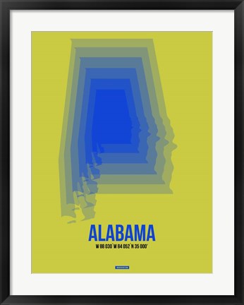 Framed Alabama Radiant Map 3 Print