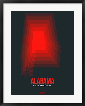 Framed Alabama Radiant Map 4 Print