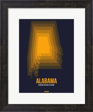 Framed Alabama Radiant Map 5 Print