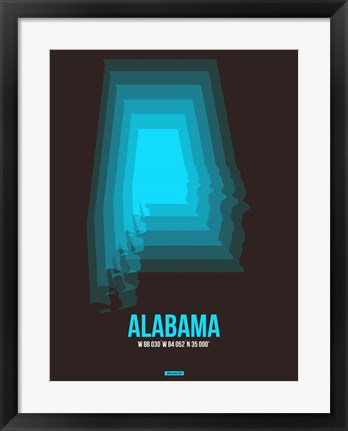 Framed Alabama Radiant Map 6 Print