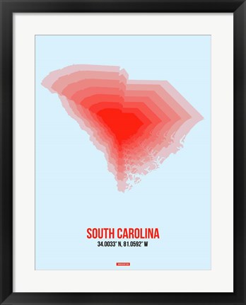 Framed South Carolina Radiant Map 1 Print