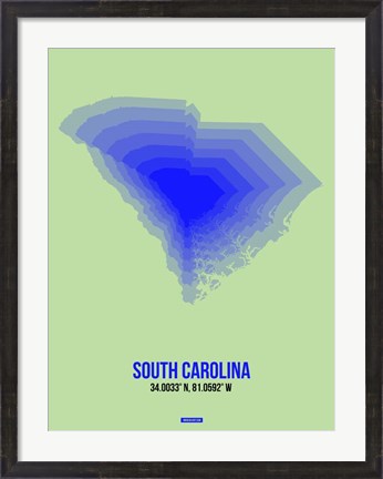 Framed South Carolina Radiant Map 2 Print