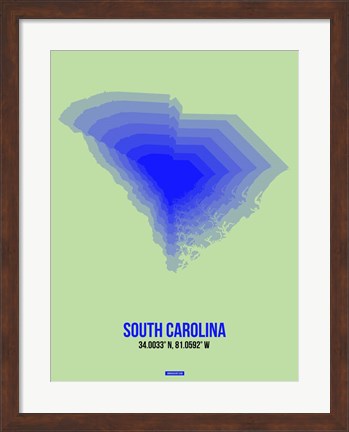 Framed South Carolina Radiant Map 2 Print