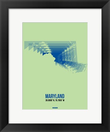 Framed Maryland Radiant Map 2 Print