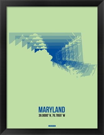 Framed Maryland Radiant Map 2 Print