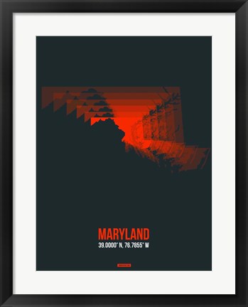 Framed Maryland Radiant Map 5 Print