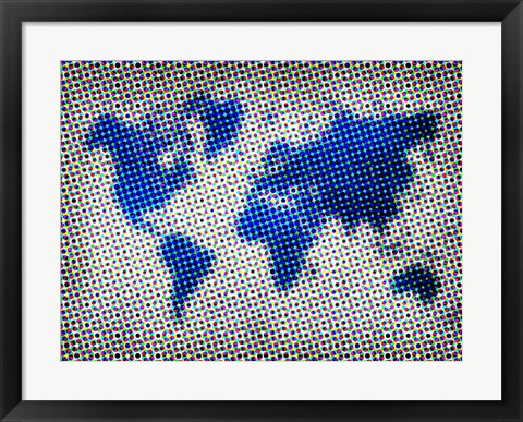 Framed Dotted World Map 3 Print