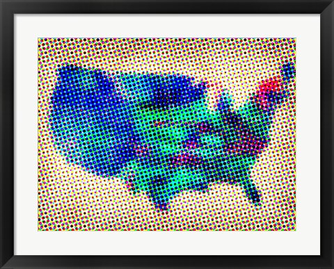 Framed Dotted Map of the USA Print