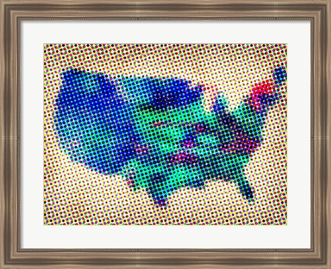 Framed Dotted Map of the USA Print