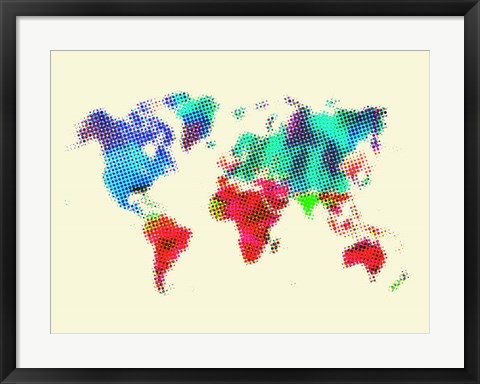 Framed Dotted World Map 4 Print