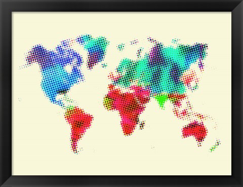 Framed Dotted World Map 4 Print