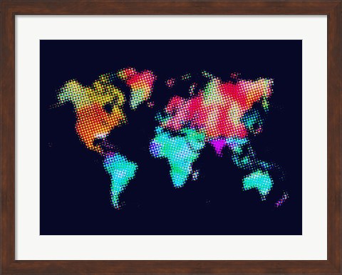 Framed Dotted World Map 5 Print