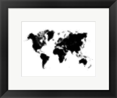 Framed Dotted Black World Map Print