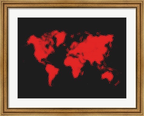 Framed Dotted Red World Map Print