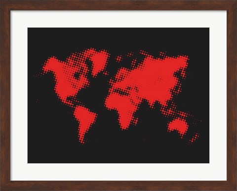 Framed Dotted Red World Map Print