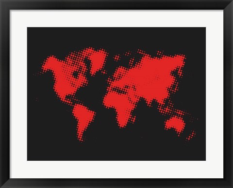 Framed Dotted Red World Map Print