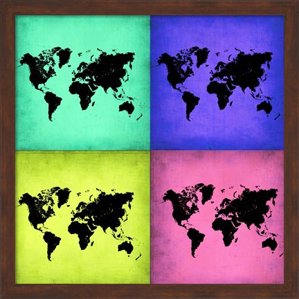 Framed Pop Art World Map 2 Print